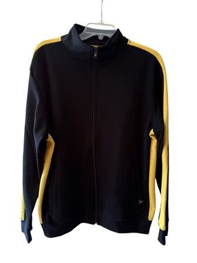 Men's Black Performance Jacket with Yellow Contrast Stripes